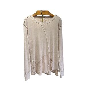Easel New Women's Beige Long Sleeve Top Neutral Large